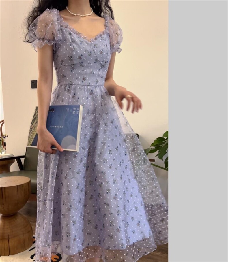 法式桔梗连衣裙，女装连衣裙，Mu Mu