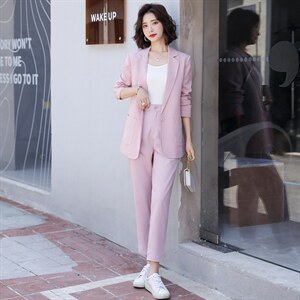 西装套装女薄款2025春夏时尚职业休闲网红西服洋气减龄两件套超火图片