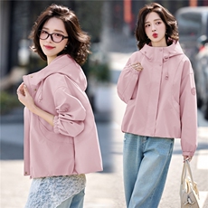 2026春季新品简约时尚休闲连帽外套，女装短外套，美沁