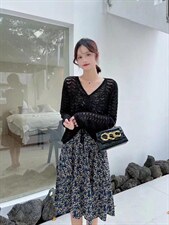 秋季碎花两件套连衣裙，女装连衣裙，吉之红