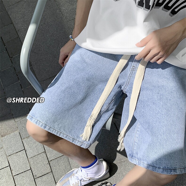 2025新款大粗抽绳港风夏季基础休闲牛仔五分裤K5036B315P45控55,男装牛仔裤,电商B315