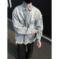 得物二开潮牌牛仔服外套破洞男上衣青年春休闲夹克JK1175-P70，男装夹克，星座1103-3