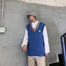 原宿秋季纯色马甲男百搭笑脸潮新款宽松型B28P25，男装背心/马甲，星座1116-2