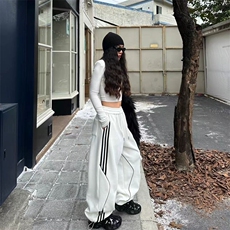 运动裤女春秋季盐系炸街宽松垂感直筒小个子休闲卫裤窄版阔腿裤，男装休闲裤，星座506A