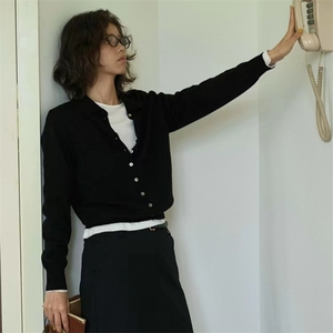 女士欧版衬衣领羊毛开衫羊毛秋冬休闲图片