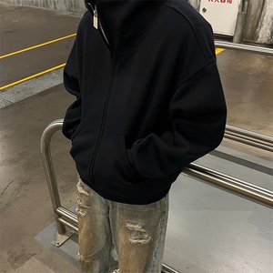 抖音得物高品质 25秋冬美式高街宽松结构防风高领连帽卫衣外套W60图片