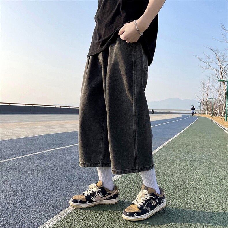 DNK29-p40主推港风新款百搭宽松休闲牛仔宽松大直筒牛仔八分裤,男装牛仔裤,星座224-1
