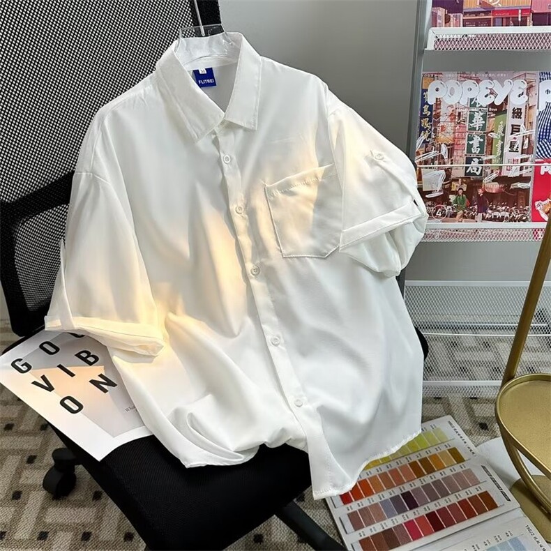 衬衫男士韩版潮流痞子帅气百搭宽松2024夏季ins短袖外套CY892-P26,男装衬衫,星座412-3