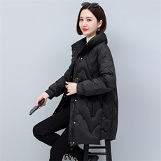 棉服女中长款2022年新款冬季妈妈大码宽松加厚时尚休闲立领棉服外，女装棉衣/棉服，玛其路