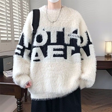 1506-1/MRM4271/P62美式圆领字母毛衣秋冬情侣款宽松复古慵懒风，男装针织衫/毛衣，星座1506-1