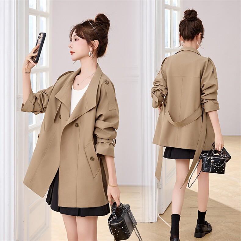 双排扣风衣外套女中长款春秋2026新款气质收腰显瘦高端慵懒风上衣，女装风衣，丽影随形