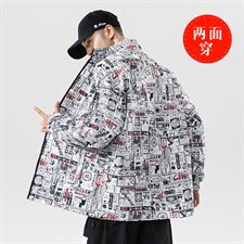 2021春秋季新无影墙日系大码印花刺绣男两面穿外套夹克J6015-P65，男装夹克，电商A001