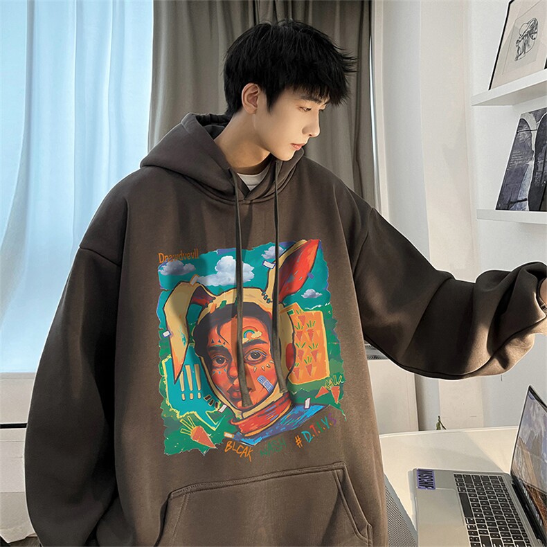 抖音得物供货可提供视频秋冬重磅美式宽松连帽卫衣DL2009,男装卫衣,电商A486
