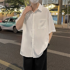 半袖衬衣美日系简约短袖衬衫美式复古式痞帅潮牌外套冰丝，男装工装外套，星座1013