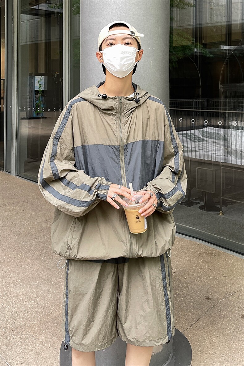 夏季时尚连帽防晒套装男运动风撞色防晒衣夹克XZ514-2-1606-P98,男装防晒衣,星座514-2(原B239)