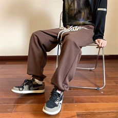 2026秋季美式字母印花束脚卫裤XZ604-KP80-P55控68，男装休闲裤，星座604