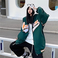 美式棒球服夹克男女韩版潮流宽松刺绣字母2024秋冬外套W6036-P41，男装夹克，星座412-3