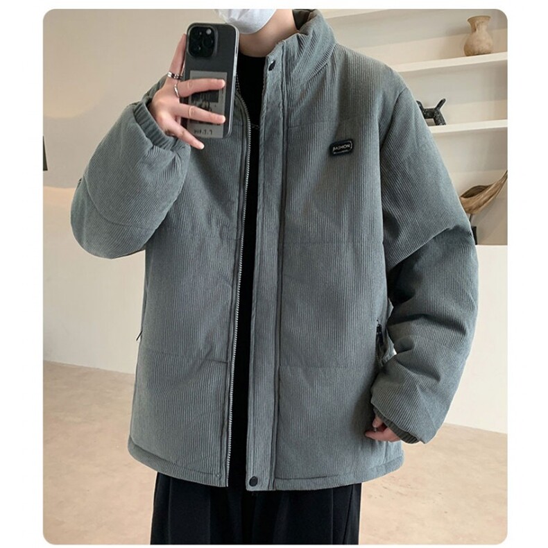 立领灯芯绒棉衣男士秋冬新款加厚保暖棉服潮流休闲棉袄冬季外套,男装棉衣,星座506A