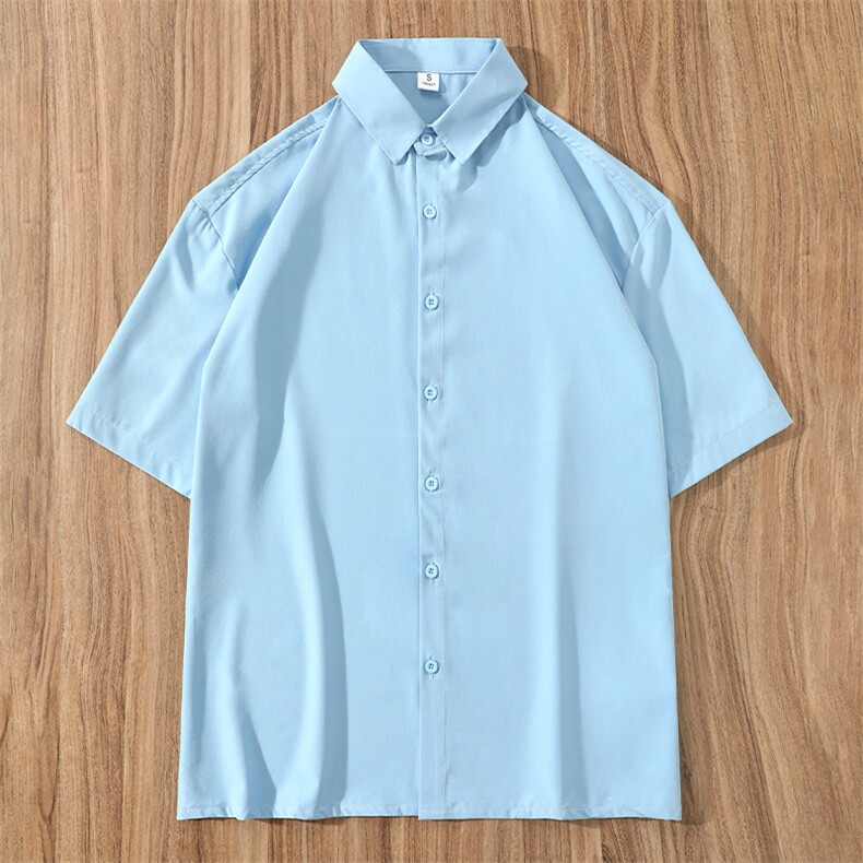 冰丝短袖衬衫男夏季韩版衬衣港风日系宽松大码五分袖寸衫免烫抗皱,男装衬衫,星座505-2（原电商A260-1)