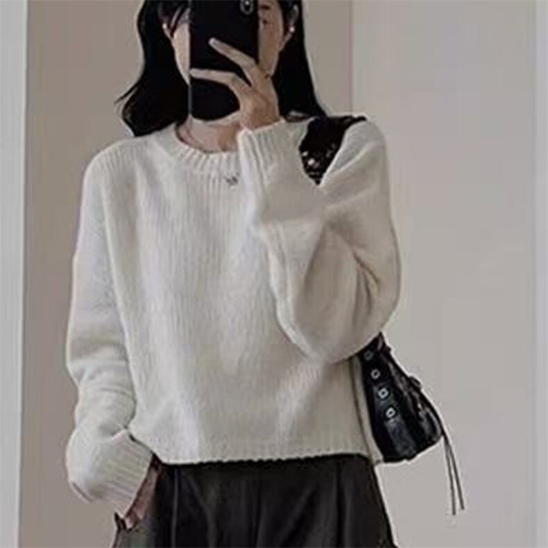 2025年秋季套头长袖斜纹圆领时尚百搭休闲，女装针织衫/毛衣，萱芳婷羊绒