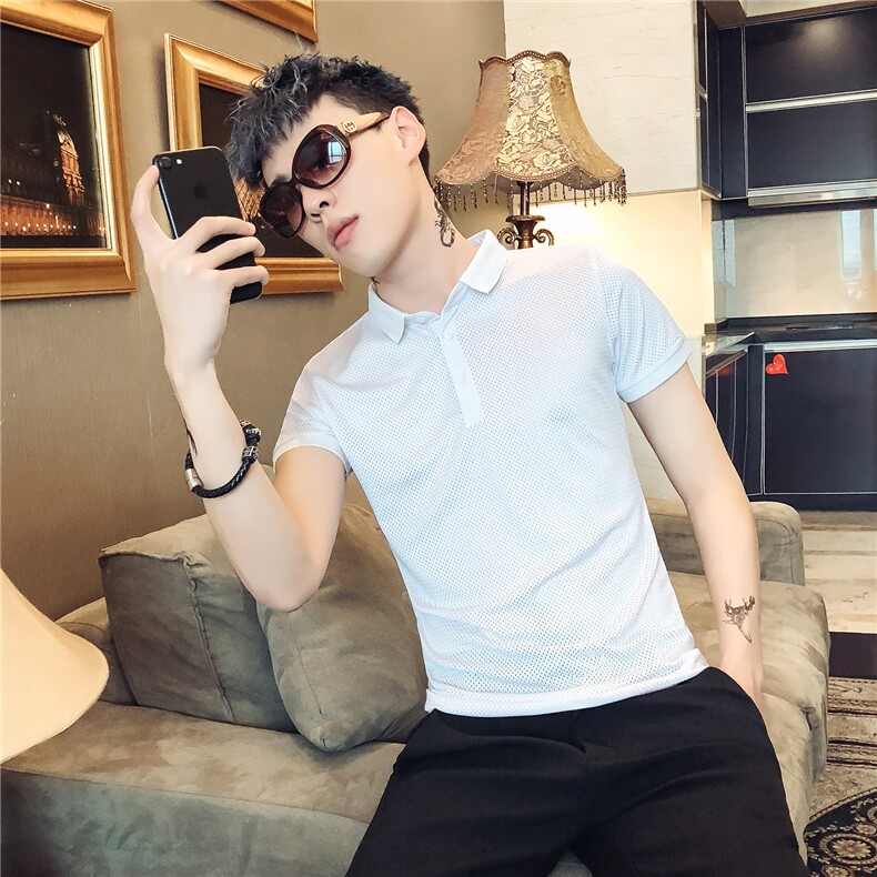 19夏社会小伙男百搭polo衫翻领网眼短袖衫韩版修身102A-PL03,男装Polo衫,星座419（原A233）