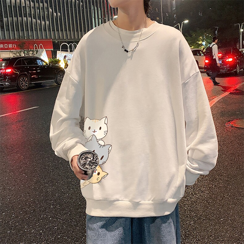 S6164-P28加绒款-P33秋季圆领卫衣男大码韩版宽松长袖外套,男装卫衣,电商A040