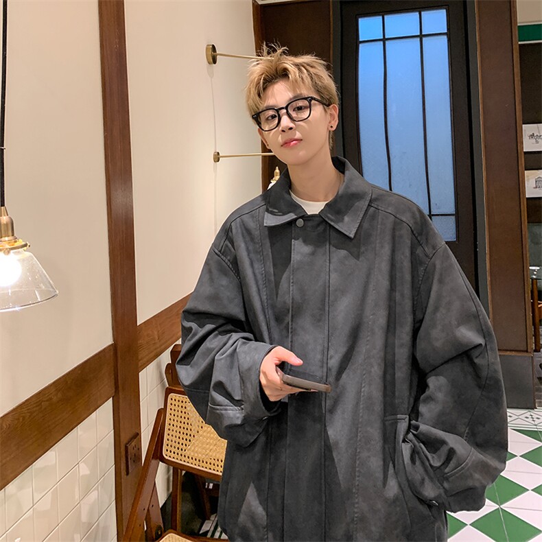 2025秋冬扎染做旧PU皮衣夹克男立体裁剪外套PY888/特P80深灰,男装皮衣,电商A094