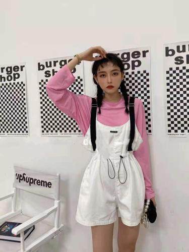 防晒衣配抽绳背带短裤，女装，媞默