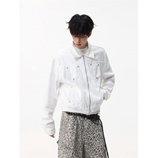 秋季美式复古铆钉短款工装夹克外套女休闲翻领上衣JK0411-P70，男装夹克，星座308B-2