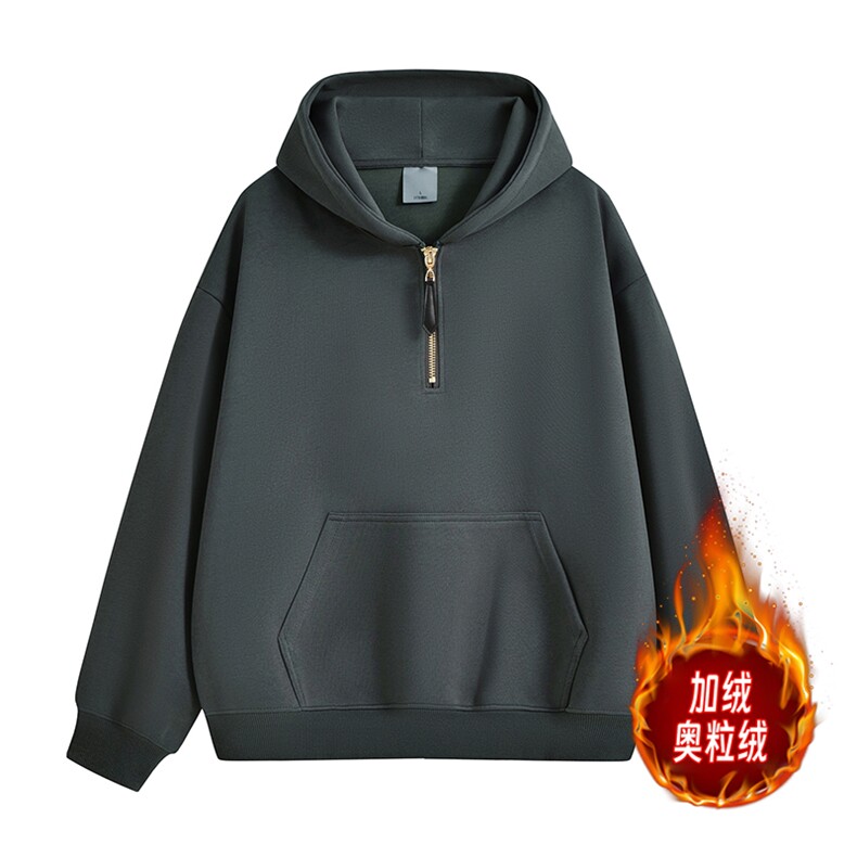 重磅无帽绳500克拉链连帽卫衣硬挺加绒奥粒绒外套男RH5312JR-P60图片