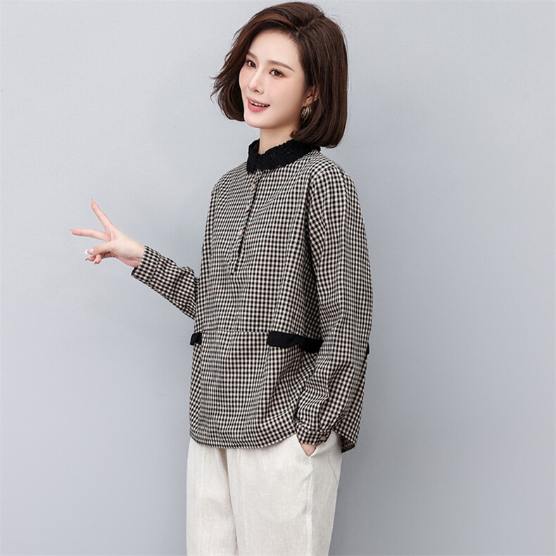 加绒格子衬衫女长袖2024秋冬女装上衣宽松加厚打底保暖女士衬衣图片
