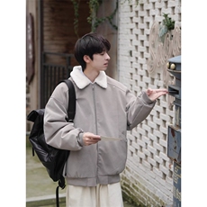 【】潮牌冬美拉德男女羊羔绒PU皮加绒加厚保暖棉服S1323P93，男装棉衣，星座1112-1