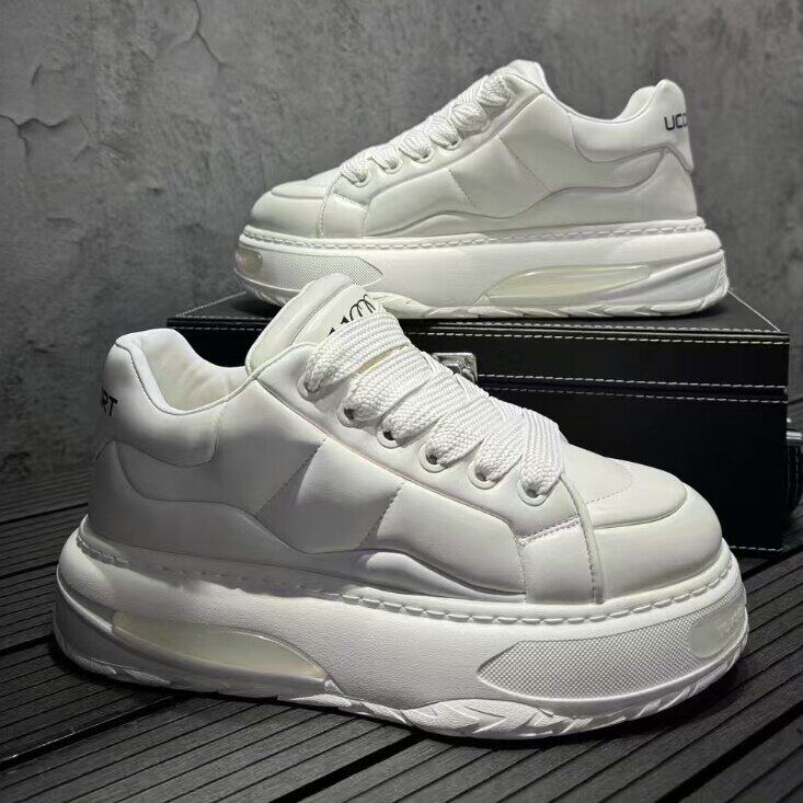 男鞋小白鞋休闲鞋秋冬季皮面厚底增高百搭板鞋男面包鞋，男鞋靴子，星座1407-6