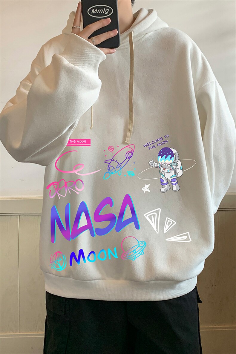 纯棉连帽卫衣男大码运动帽衫宽松薄WY2186-P35加绒款-P40NASA,男装卫衣,电商A040