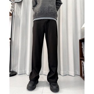 黑色垂感西裤男款秋冬季直筒cleanfit休闲西装裤25XK67299特批40图片