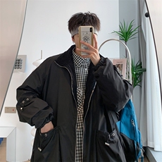 2022美式棉服外套男hiphop冲锋衣夹克双面穿羊羔绒黑色W6194-P65，男装棉衣，星座512-2