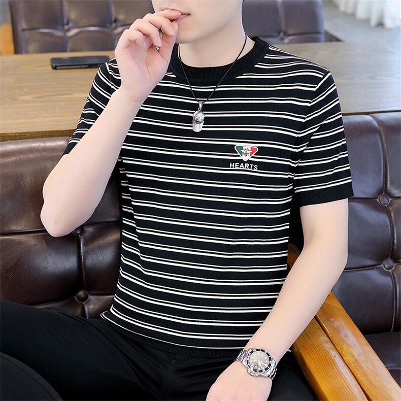 中青年男士短袖t恤时尚休闲夏季2023新款打底衫上衣服圆领体恤男,男装T恤,电商B212（原钱塘6029）