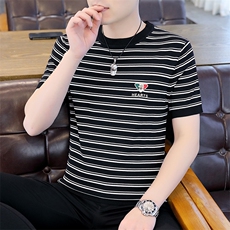 中青年男士短袖t恤时尚休闲夏季2023新款打底衫上衣服圆领体恤男，男装T恤，电商B212（原钱塘6029）