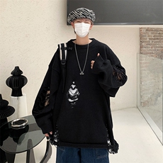 破洞毛衣男韩版潮流高街帅气2023秋冬新款ins宽松针织衫W3380-P40，男装针织衫/毛衣，星座412-3