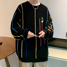 8XL-M特大码冬季慵懒?宽松感拼色流苏软糯羊针织毛衣MY1203P65，男装针织衫/毛衣，电商D206-1