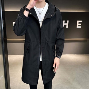 高品质秋季连帽休闲中长款百搭风衣外套XZ402-2-P115控158货足图片