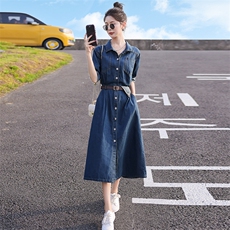 2023新款夏款薄款韩版牛仔连衣长裙修身显瘦大摆裙，女装连衣裙，瑶迪依秀