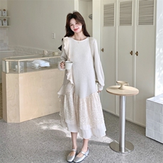26春新款现-优雅亮丝小众设计感华夫格连衣裙2611-P180K288，女装连衣裙，2B190