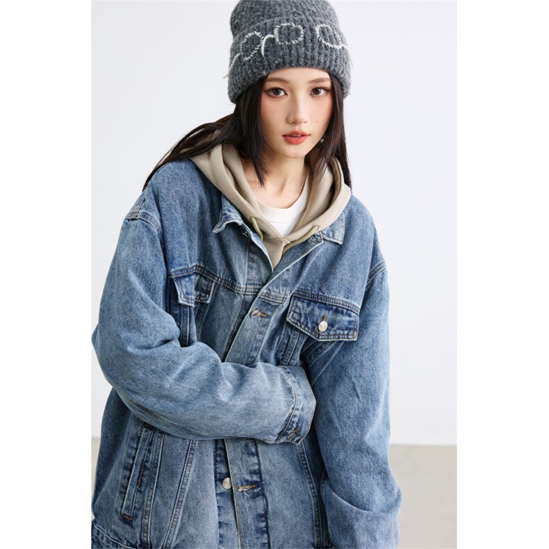 2025新款净版水洗翻领多口袋潮流牛仔夹克情侣款外套N601/P105，男装工装外套，星座202-3