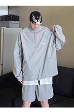 美式高级感半拉链冲锋衣套装男夏季立领防晒衣短裤男模穿搭一整套，男装休闲套装，星座218-1（原230）