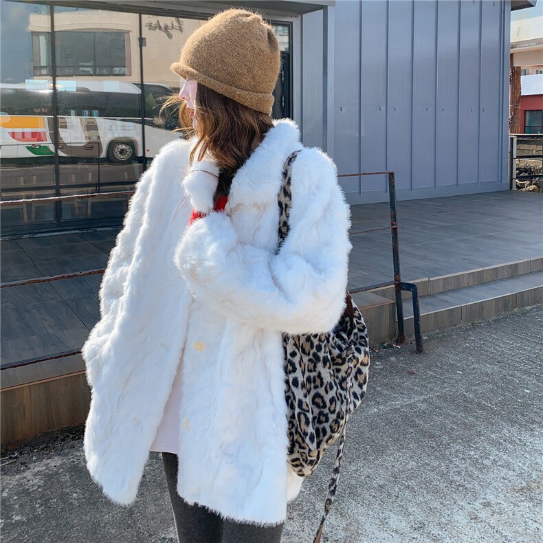 白色短款毛绒绒外套女2025冬季新款仿皮草泰迪大衣宽松保暖上衣,女装皮草,2C218