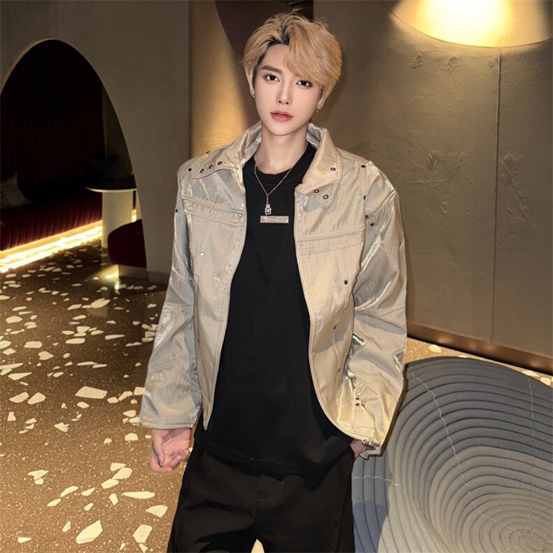 （自家图）稠面亮丝夹克外套男6021-P105,男装夹克,星座910-5