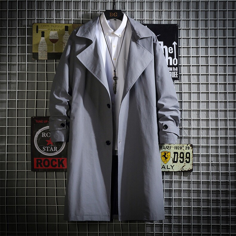 网格秋季时尚英伦风中长款风衣男秋季时尚外套FY92-p115限138,男装风衣,电商A089-1