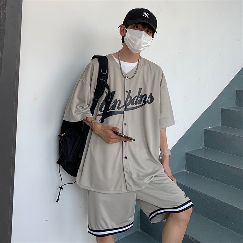 2023夏季潮套装男时尚休闲宽松高街网红韩版学生两件套W878-P48,男装衬衫,星座512-2