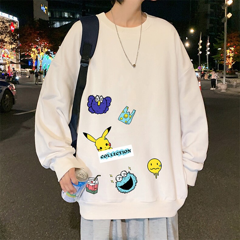 S6079-P28 加绒款-P33 秋季圆领卫衣男大码韩版宽松长袖外套图片
